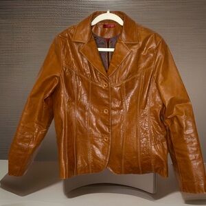 Vintage Wilson’s Leather Cognac Brown Blazer Jacket Women’s XL